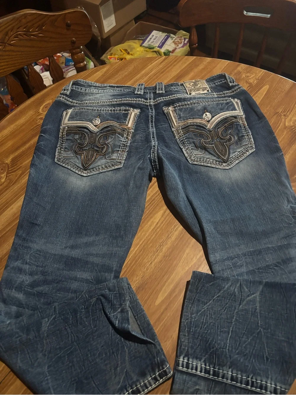 Men's Rock Rival Washed Blue Distressed Jeans